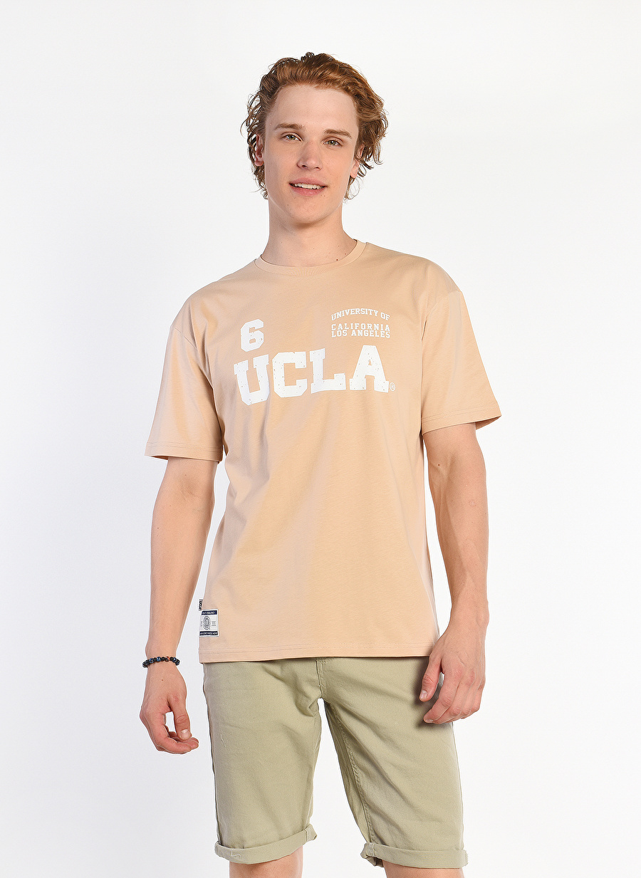 Ucla Bisiklet Yaka Bej Erkek T-Shirt BREA