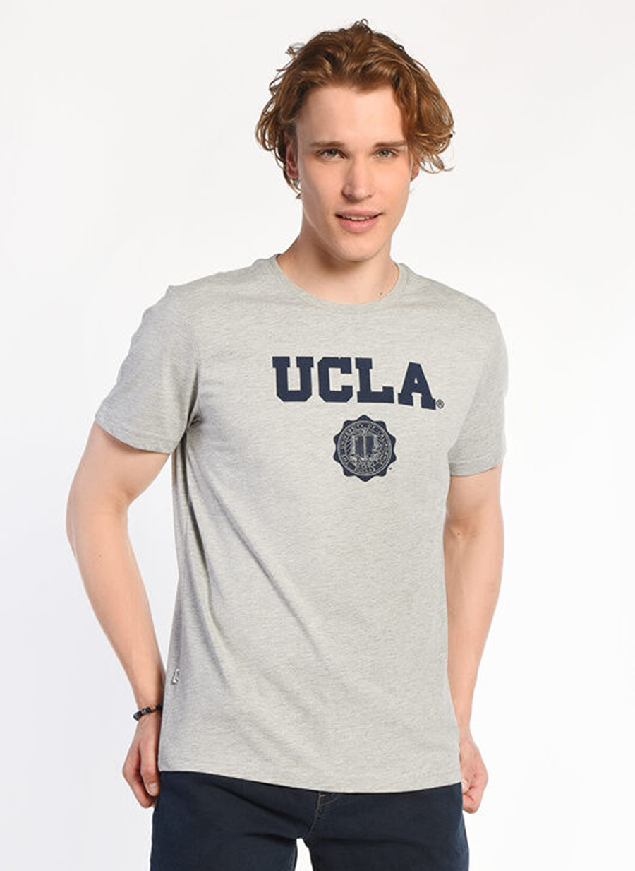 Ucla Bisiklet Yaka Gri Erkek T-Shirt GAYLEY1