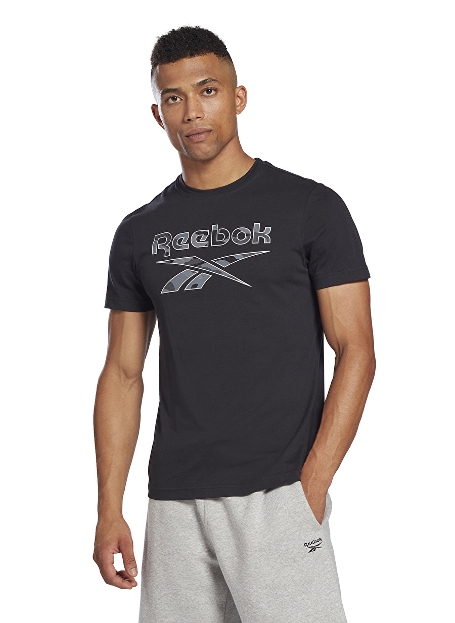 Reebok Bisiklet Yaka Düz Siyah Erkek T-Shirt HE8176 Reebok ID Camo T-Shirt