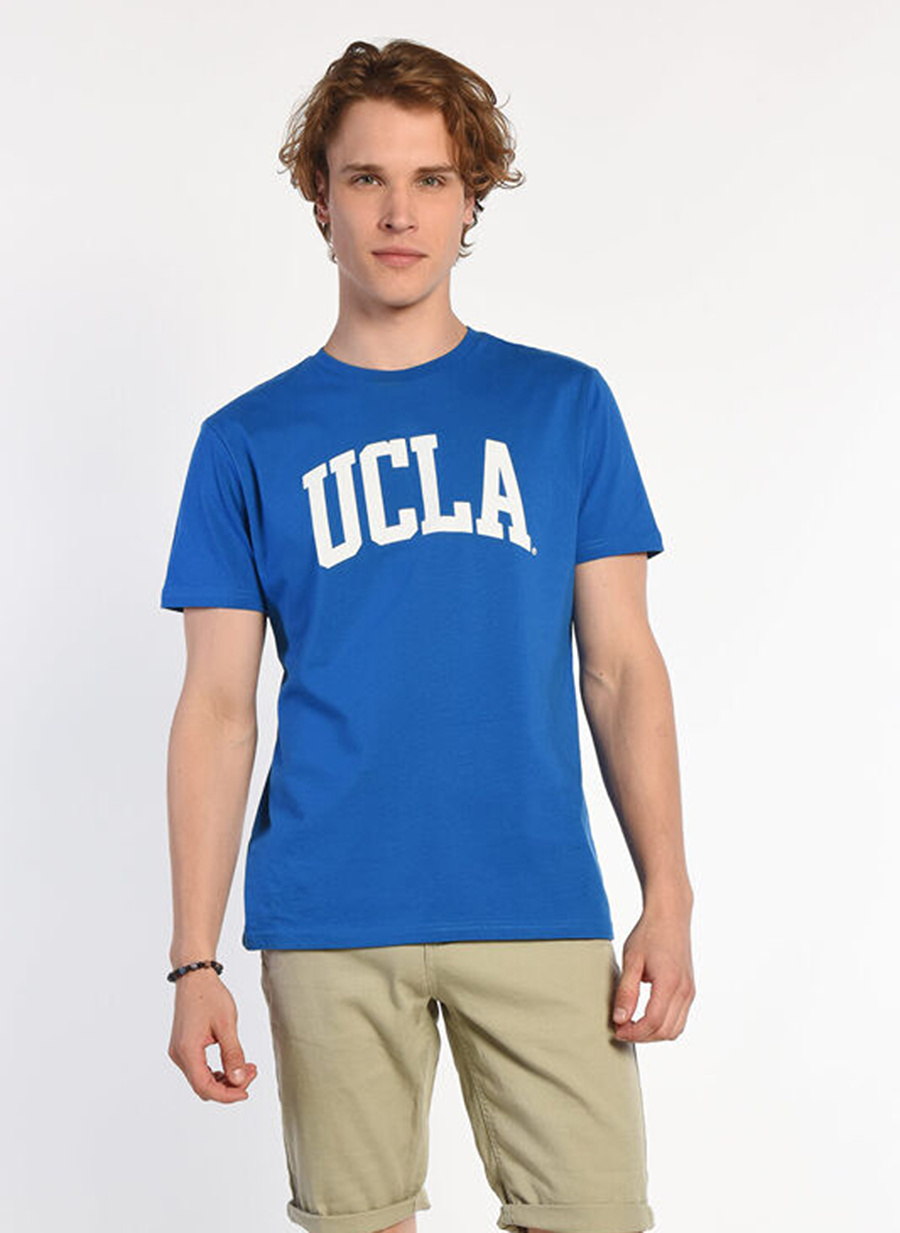 Ucla Bisiklet Yaka Baskılı Mavi Erkek T-Shirt CULVER