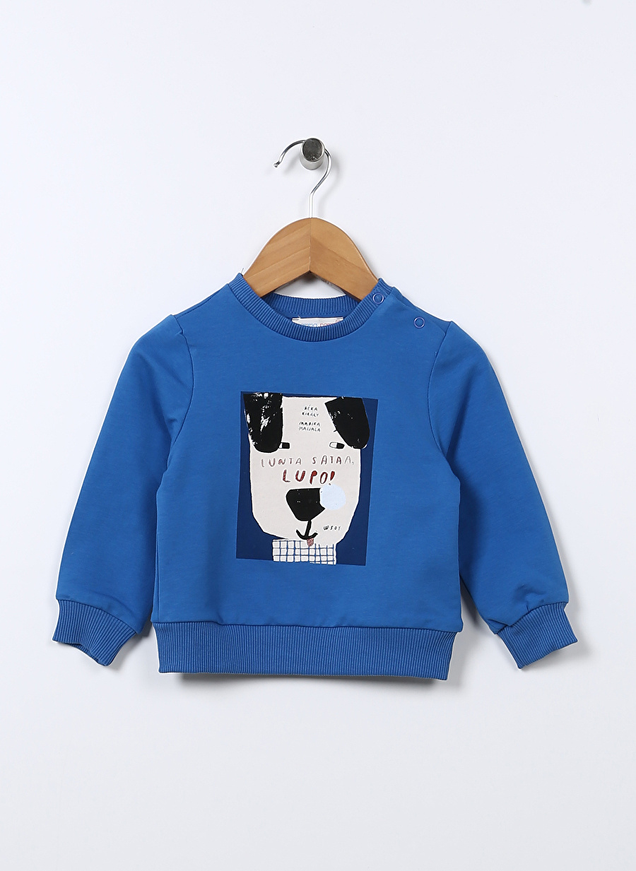 Mammaramma Baskılı Bebek Saks Sweatshırt 22FWB-06