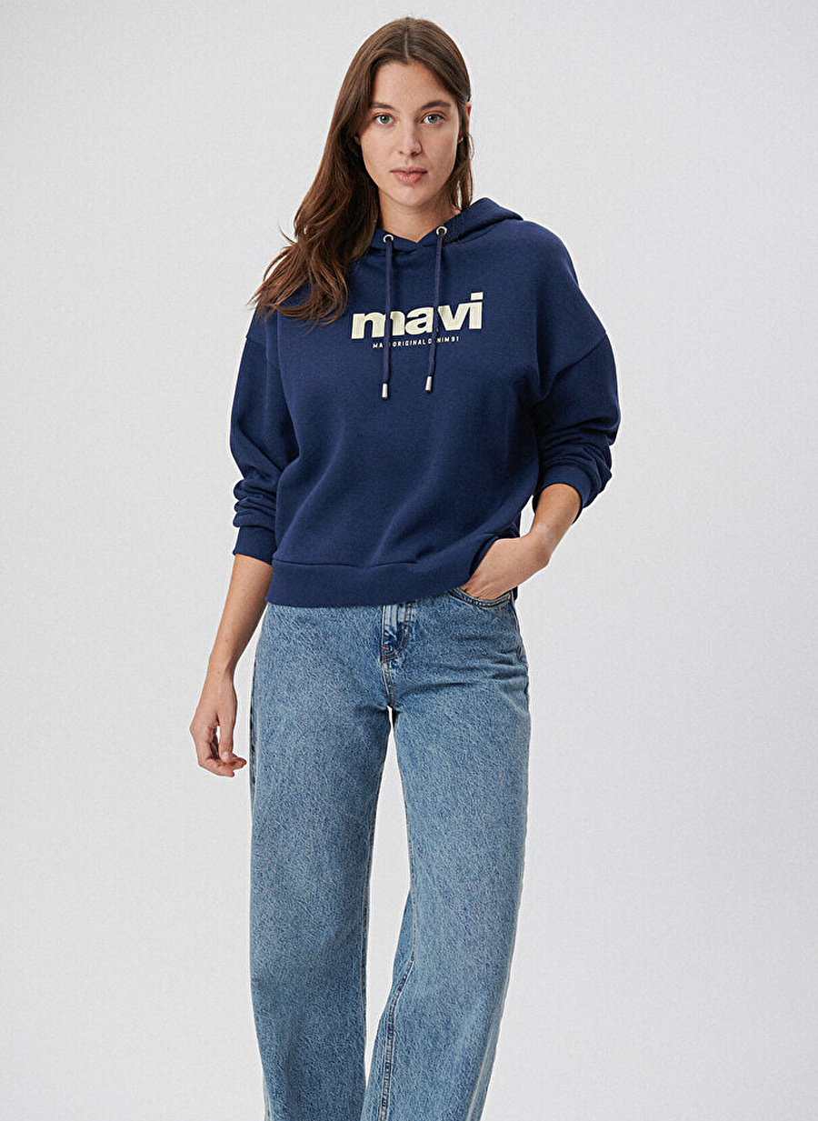 Mavi Kapüşon Yaka Lacivert Kadın Sweatshırt M168334-70488 MAVİ SWEATSHIRT Koyu