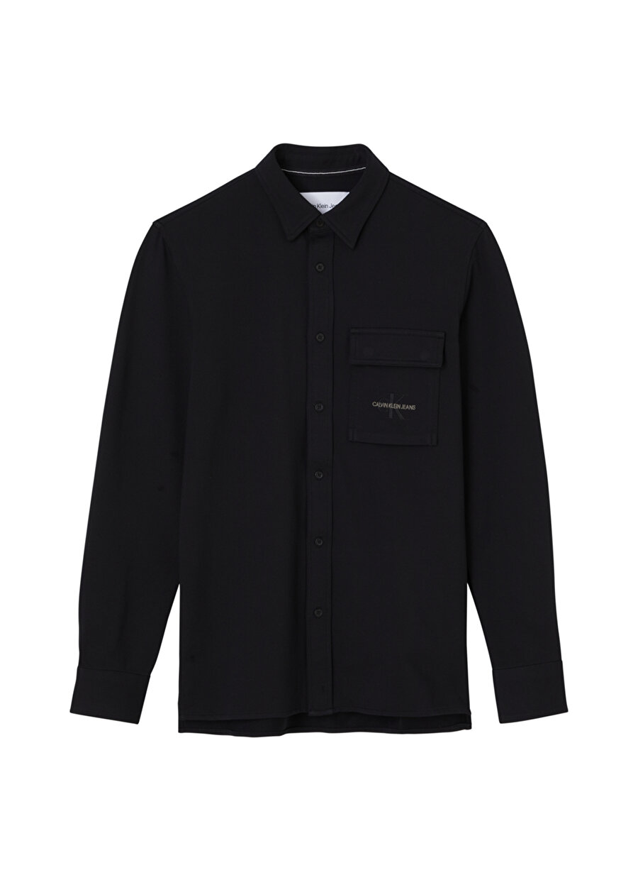 Calvin Klein Jeans Siyah Erkek Düz Gömlek J30J320910-BEH_MONOGRAM KNITTED SHI