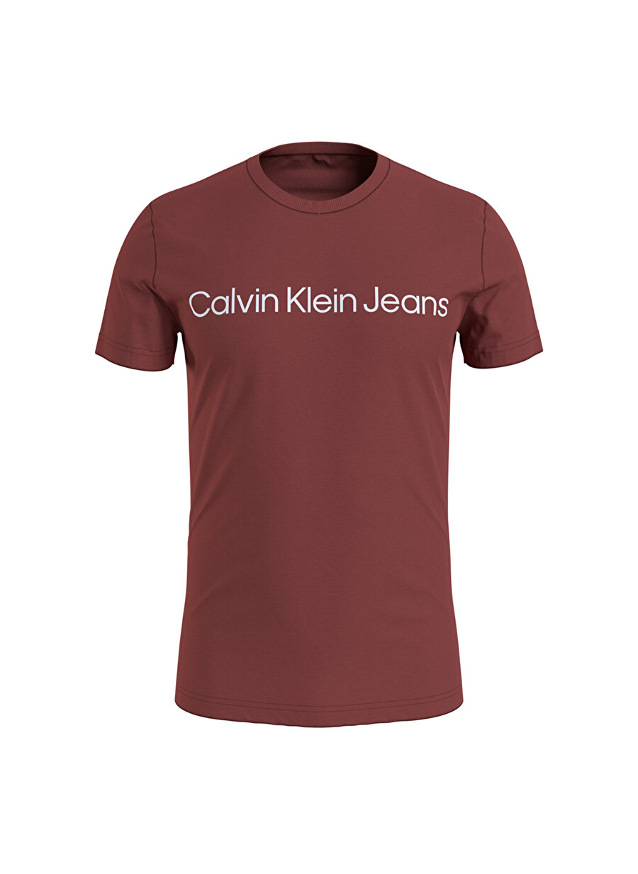 Calvin Klein Bisiklet Yaka Baskılı Kırmızı Erkek T-Shirt J30J322344-XLN_INSTITUTIONAL LOGO S