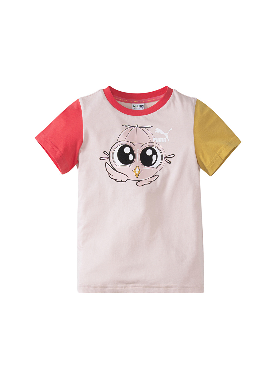 Puma Pembe Kız Çocuk Bisiklet Yaka Kısa Kollu Düz T-Shirt 53179436 LIL PUMA Tee