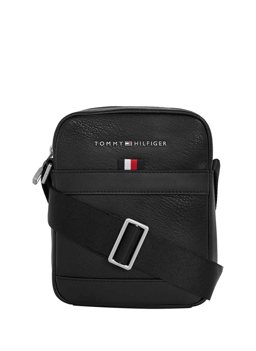 Tommy Hilfiger Poliüretan Siyah Erkek Postaci Çantasi TH TRANSIT PU MINI REPORTER