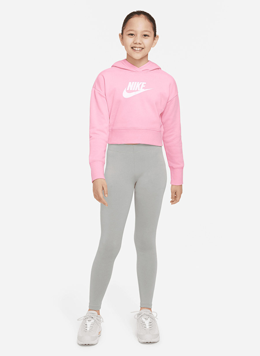 Nike Çocuk Pembe Kapüşonlu Sweatshirt DC7210-690 G NSW CLUB FT CROP HOODI