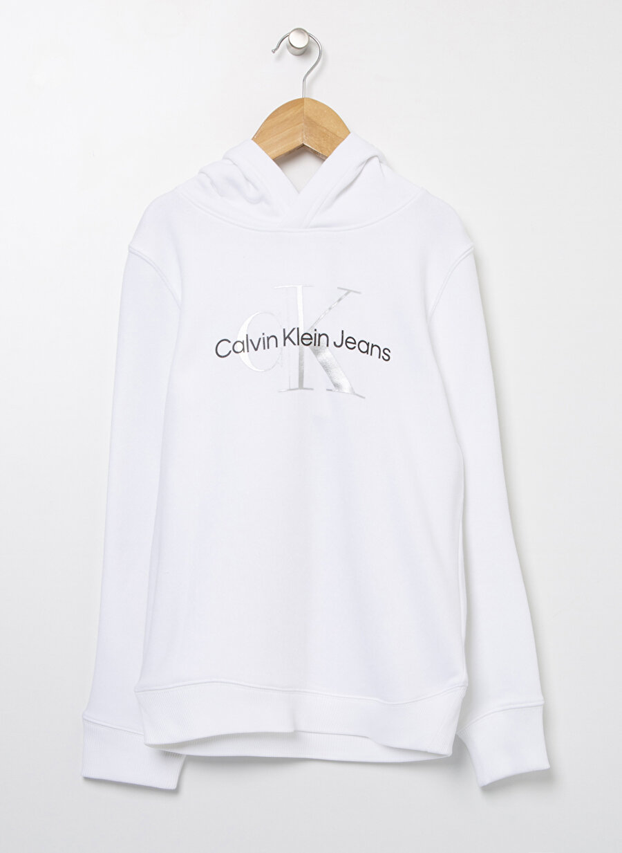 Calvin Klein Baskılı Kız Çocuk Beyaz Sweatshırt IG0IG01594