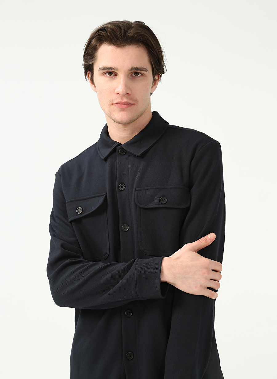 Only & Sons Düz Koyu Lacivert Erkek Gömlek 22021279_ONSNEWKODYL OVERSHIRT SWEA