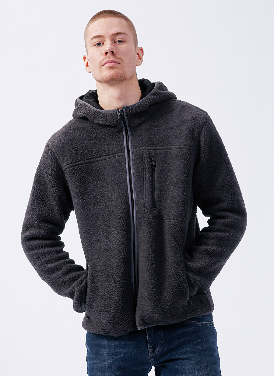 Only & Sons Koyu Gri Erkek Kapüşonlu   Mont 22022102_ONSHOUSTON FLEECE HOOD JAC