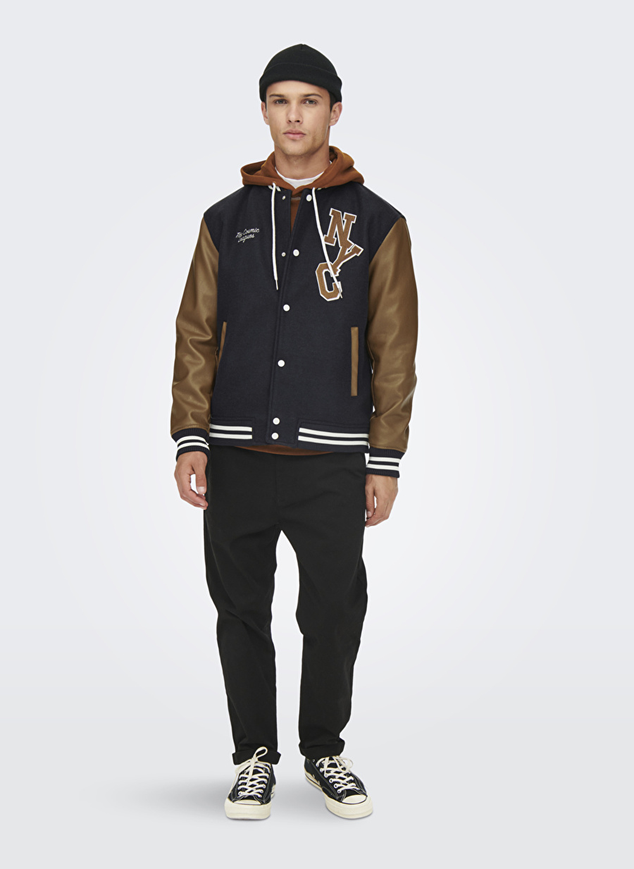 Only & Sons Koyu Lacivert Erkek Mont 22022572_ONSJAY VARSITY JACKET  OTW