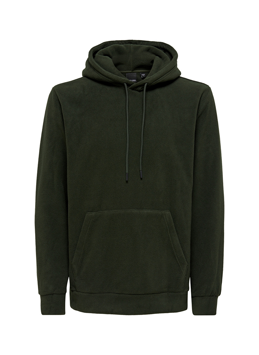 Only & Sons Kapüşon Yaka Koyu Gri Erkek Sweatshırt 22022626_ONSNIKOLAI REG FLEECE HOOD