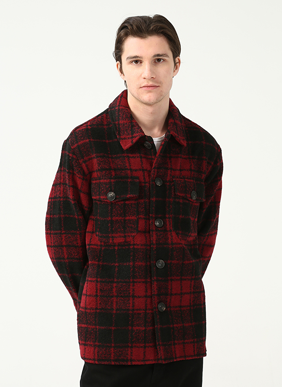 Only & Sons Bordo Erkek Mont 22023698_ONSCANE CHECK JACKET OTW