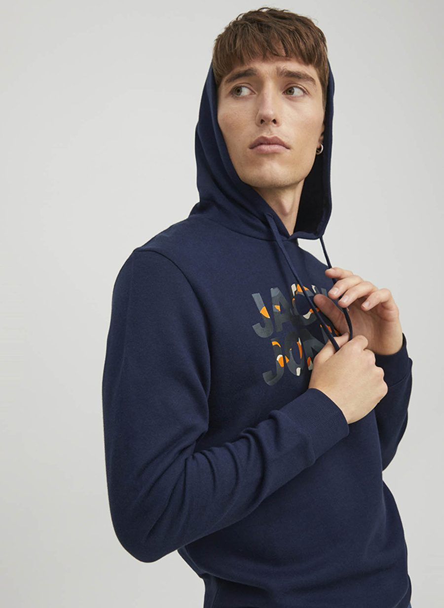 Jack & Jones Kapüşon Yaka Koyu Lacivert Erkek Sweatshırt 12211503_JJRAMP SWEAT HOOD