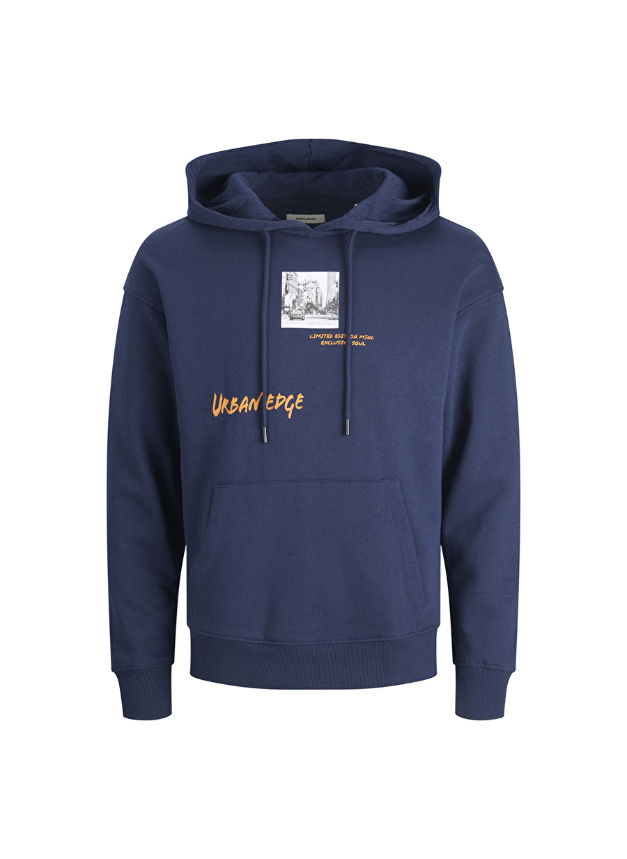 Jack & Jones Kapüşon Yaka Koyu Lacivert Erkek Sweatshırt 12211548_JJSCRAWL SWEAT HOOD