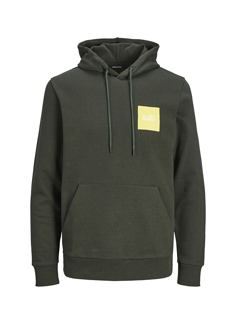 Jack & Jones Kapüşon Yaka Koyu Yeşil Erkek Sweatshırt 12213245_JJLOCK SWEAT HOOD