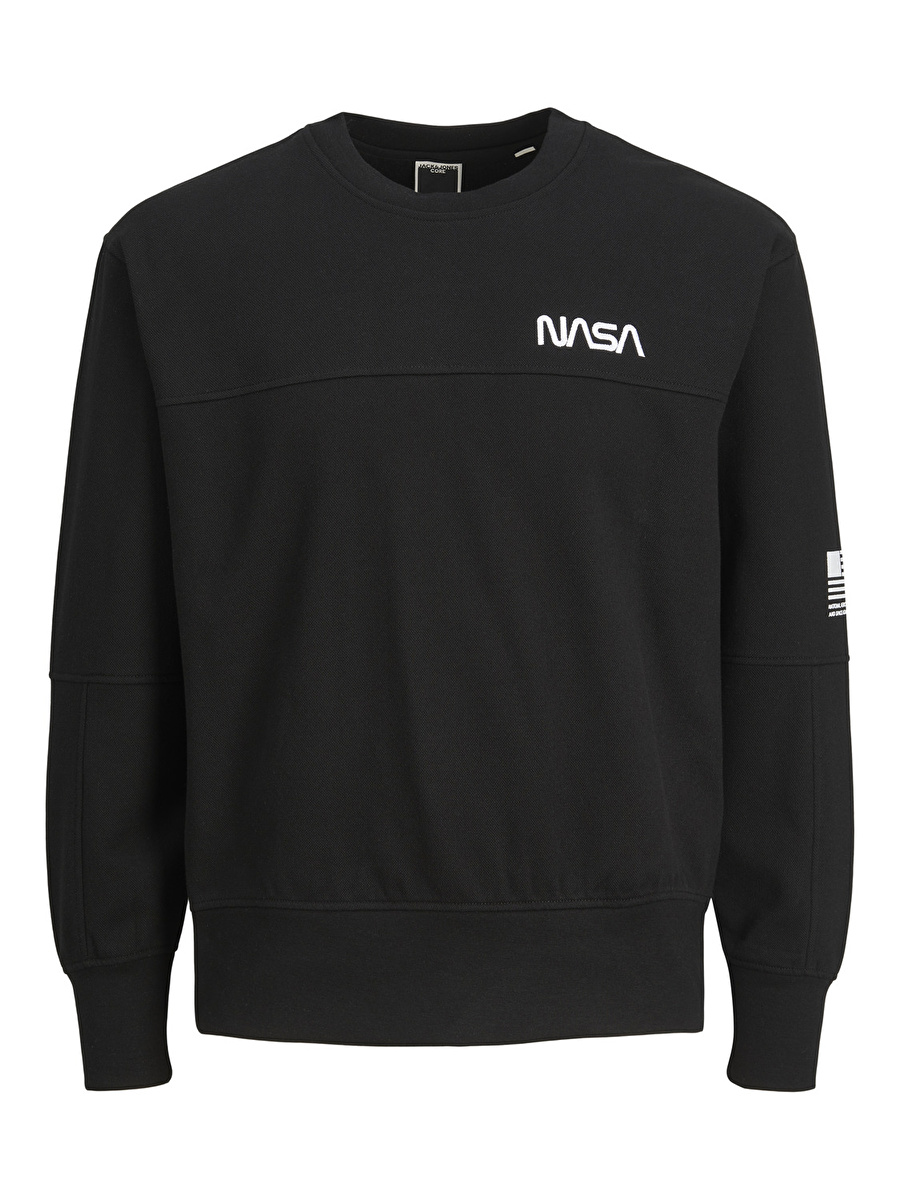 Jack & Jones Bisiklet Yaka Siyah Erkek Sweatshırt 12216339_JCONASA SWEAT CREW NECK