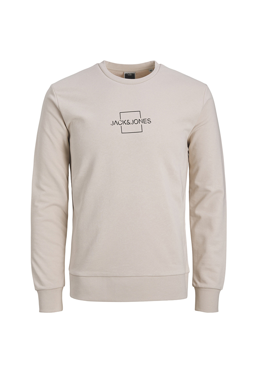 Jack & Jones Bisiklet Yaka Bej Erkek Sweatshırt 12225140_JCOCARE CREW NECK SWEAT