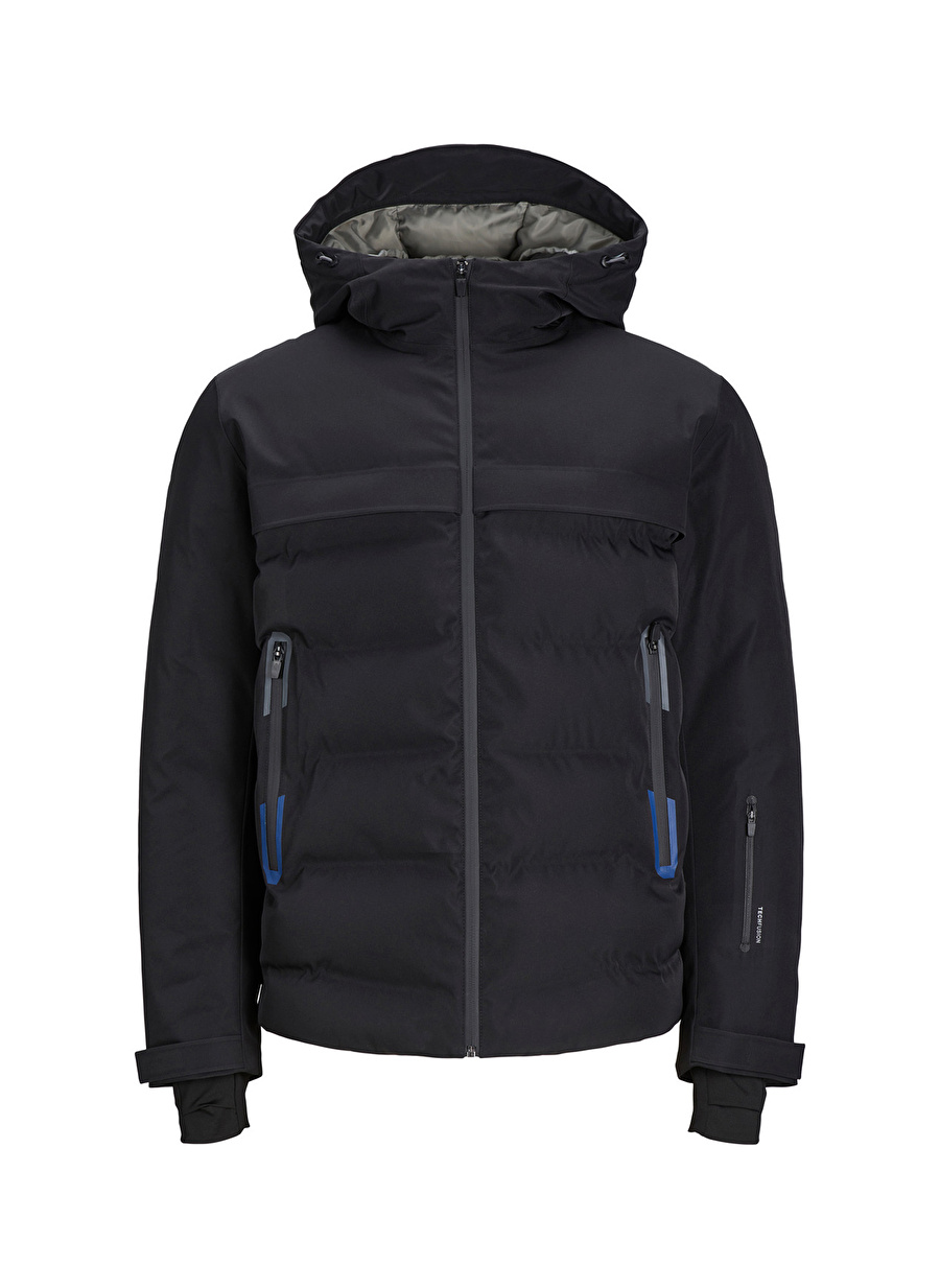 Jack & Jones Siyah Erkek Kapüşonlu Düz Mont 12225287_JCOTARWIN PUFFER