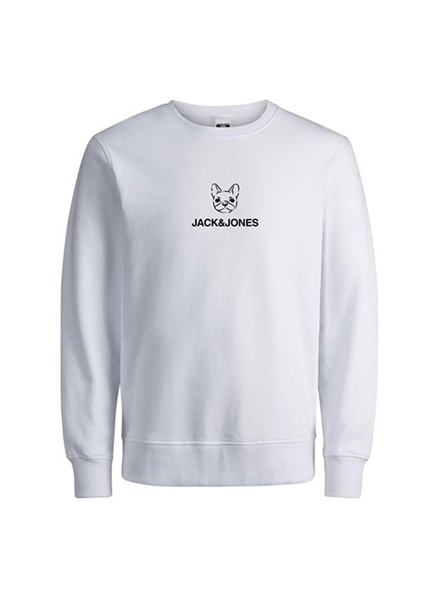 Jack & Jones Bisiklet Yaka Beyaz Erkek Sweatshırt 12225142_JCOSHOT SWEAT CREW NECK