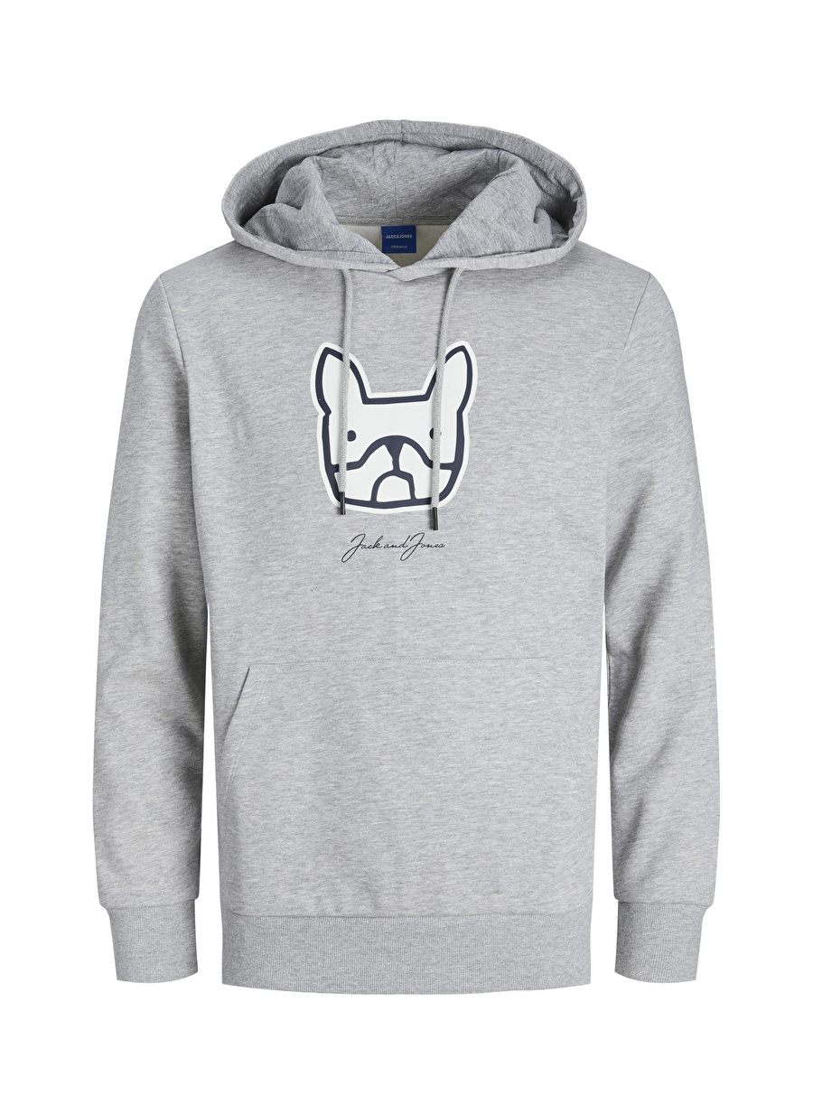 Jack & Jones Kapüşon Yaka Açık Gri Erkek Sweatshırt 12219677_JORCOMRADE SWEAT HOOD FST