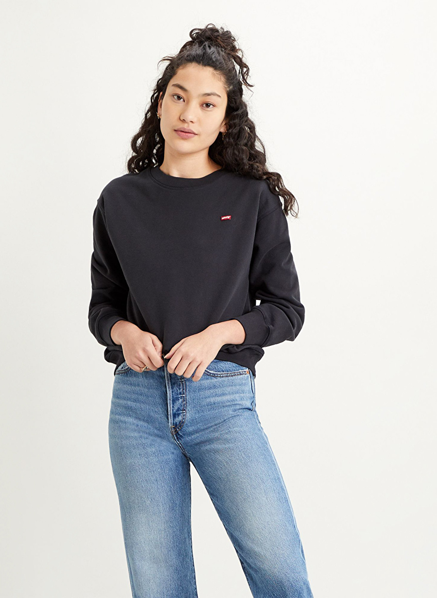 Levis Bisiklet Yaka Siyah Kadın Sweatshırt 24688-0006 Siyah Sweatshirt