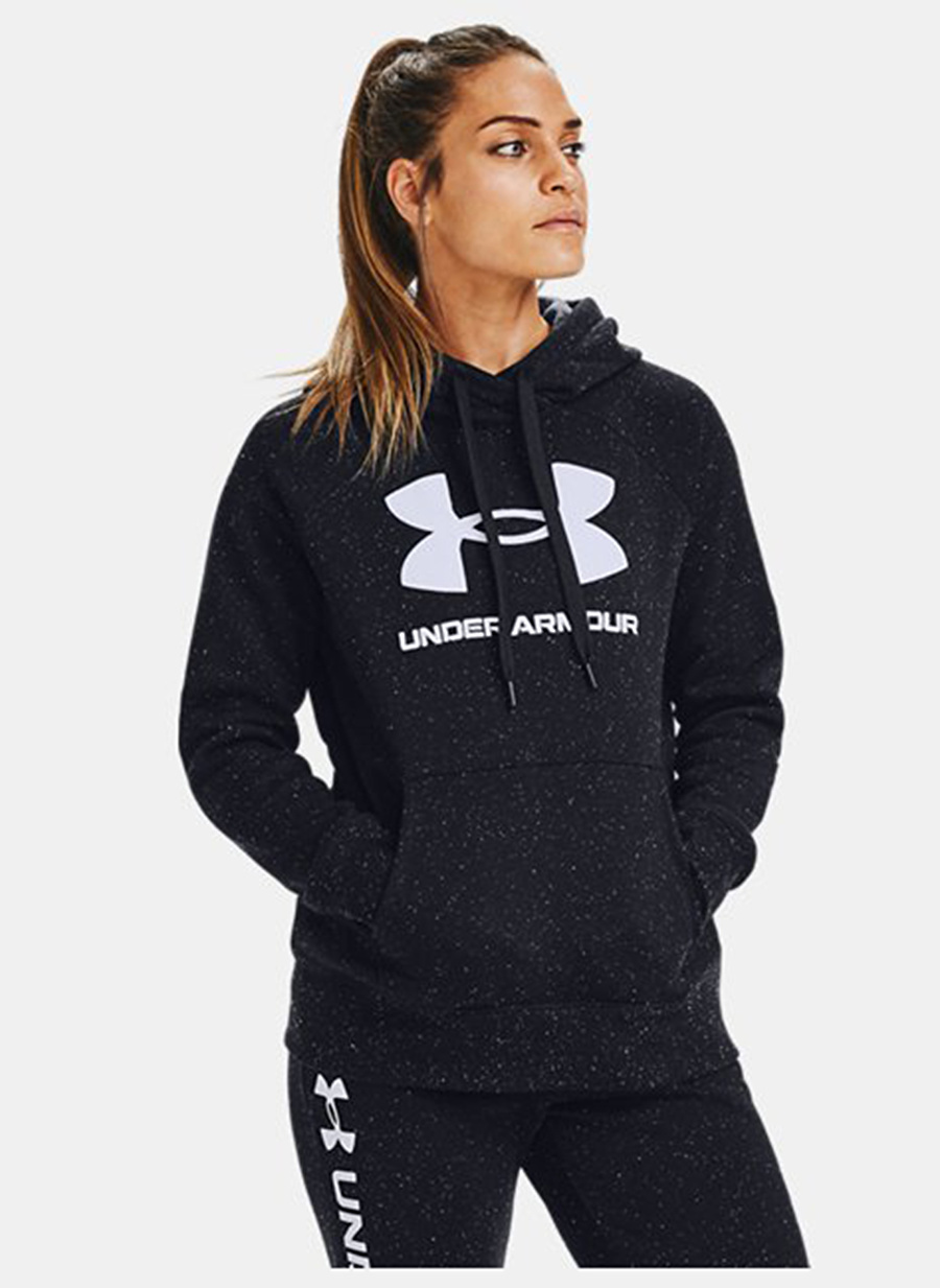 Under Armour Kapüşon Yaka Siyah Kadın Sweatshırt 1356318 Rival Fleece Logo Hoodie