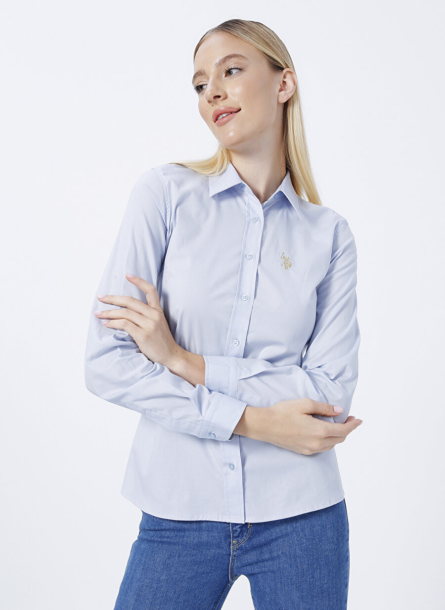 U.S. Polo Assn. Gömlek Yaka Mavi Kadın Gömlek SALY022K