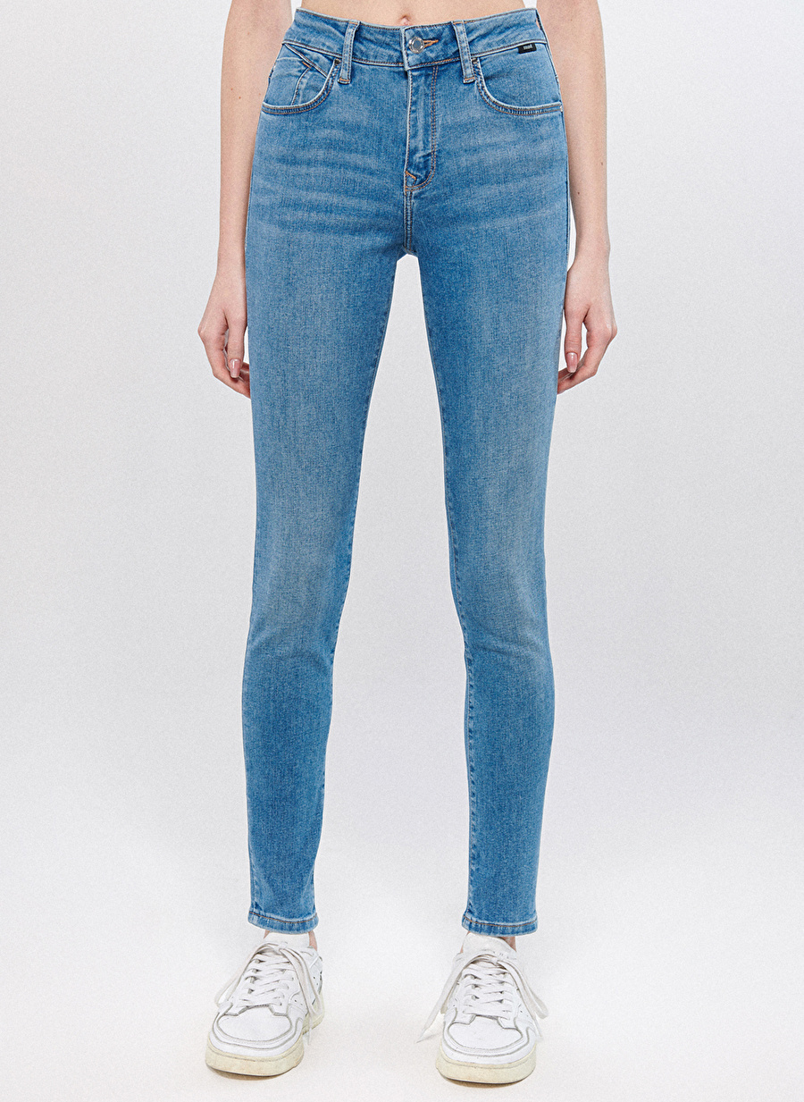 Mavi Yüksek Bel Dar Paça Skinny Fit Kadın Denim Pantolon M1067882468 ALISSA Mid BLUE LINE_2