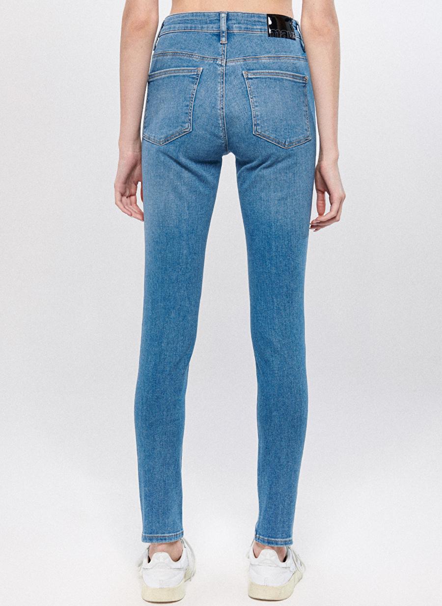 Mavi Yüksek Bel Dar Paça Skinny Fit Kadın Denim Pantolon M1067882468 ALISSA Mid BLUE LINE_3