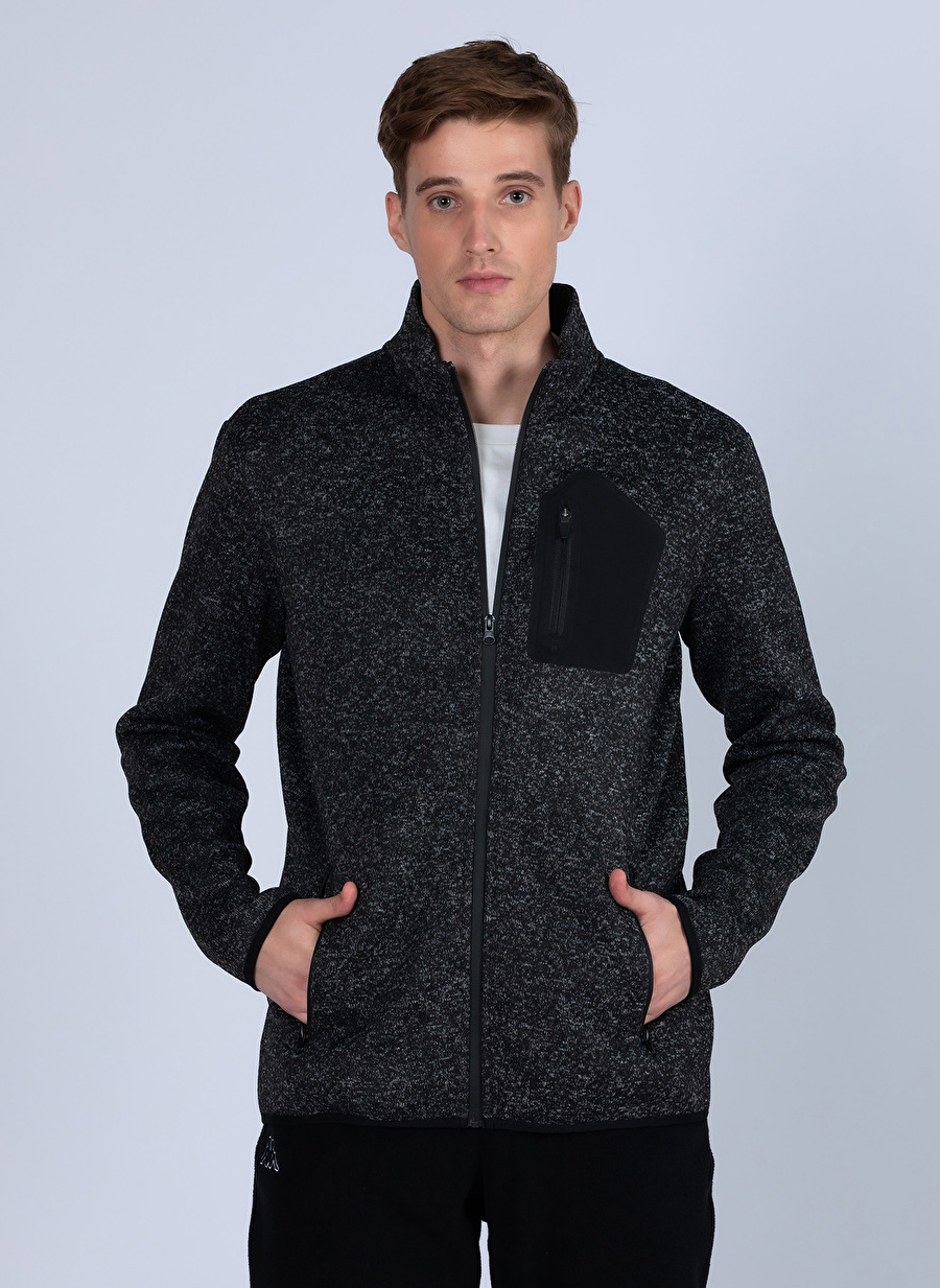 Kappa Siyah Erkek Zip Ceket 371H7DW DOUBLE FACE POLAR FLEECE J