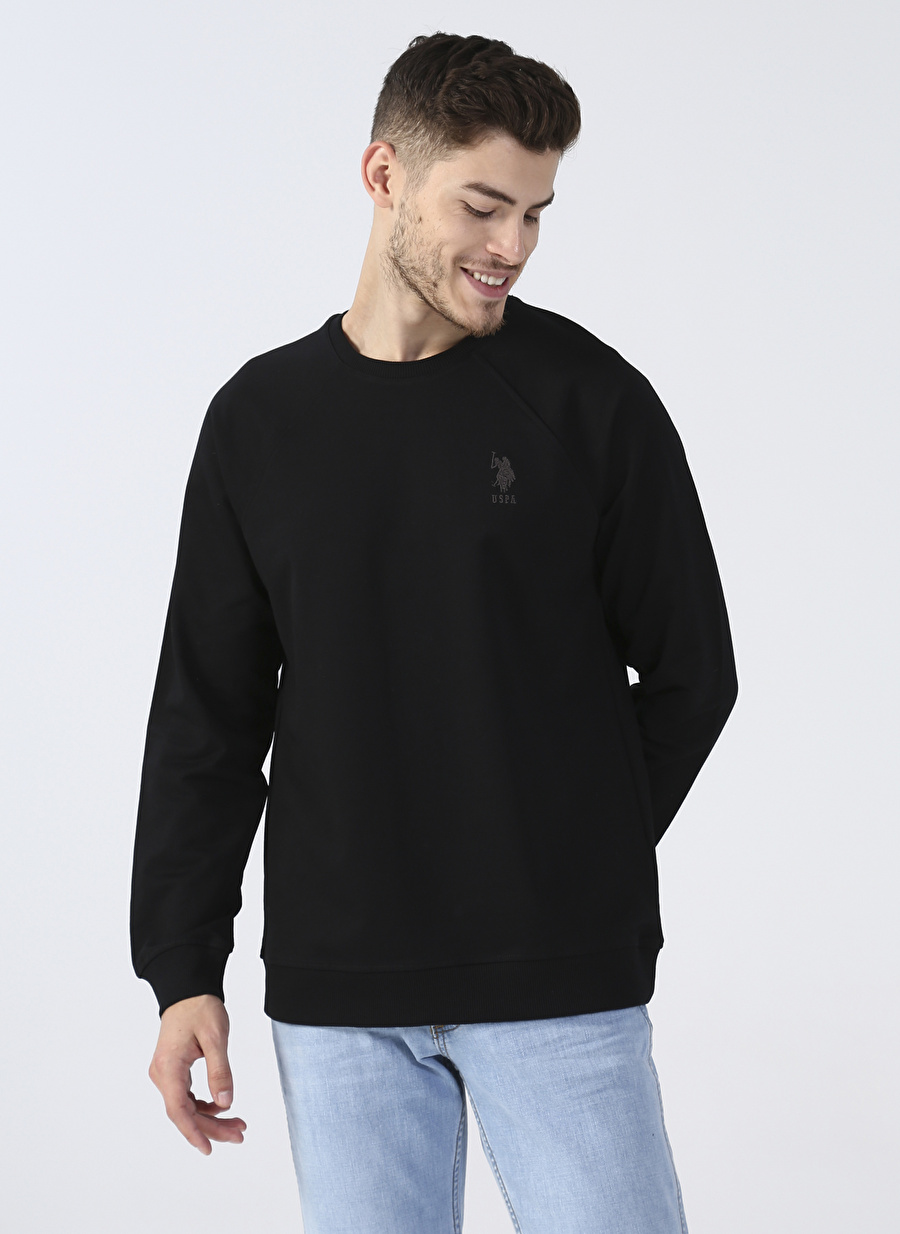 U.S. Polo Assn. Bisiklet Yaka Siyah Erkek Sweatshırt GRARDOSK022