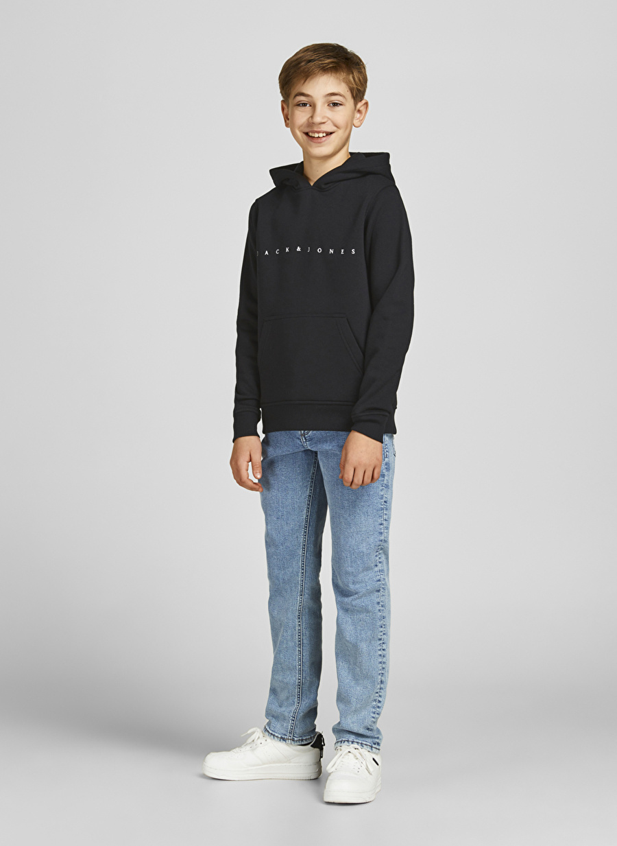 Jack & Jones Siyah Erkek Çocuk Kapüşonlu Uzun Kollu Baskılı Sweatshirt JORCOPENHAGEN SWEAT HOOD NOOS JNR