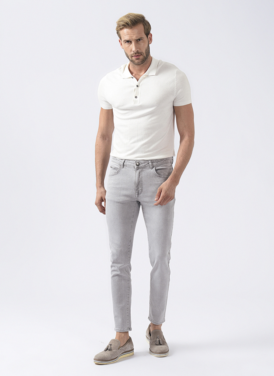 Pierre Cardin Normal Bel Normal Paça Slim Fit Gri Erkek Denim Pantolon CEDAR