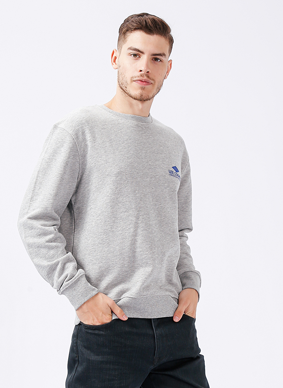 Lee Cooper Gri Melanj Erkek Düz Sweatshirt 231 LCM 241029 NEIL