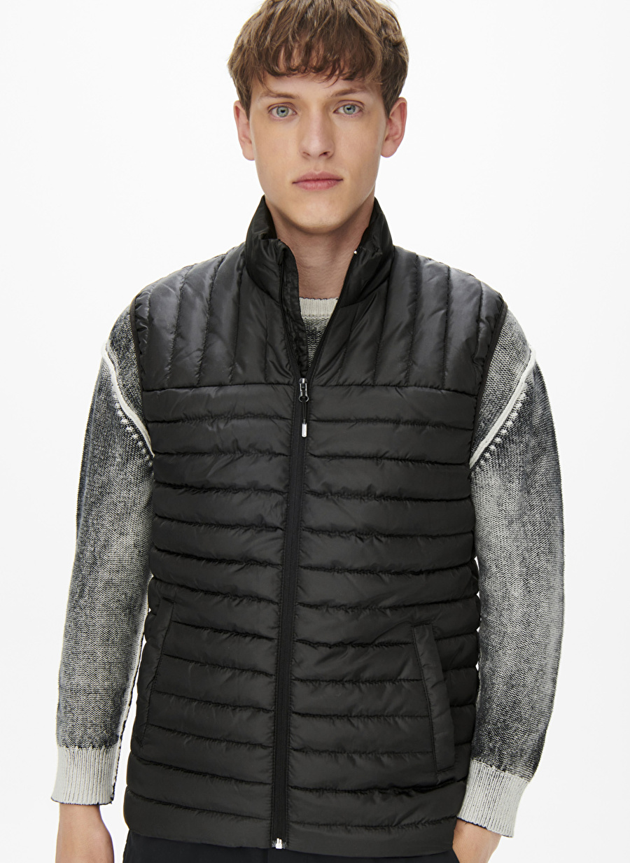 Only & Sons Siyah Dik Yaka Erkek Kapitone Şişme Yelek ONSPIET QUILTED VEST OTW VD