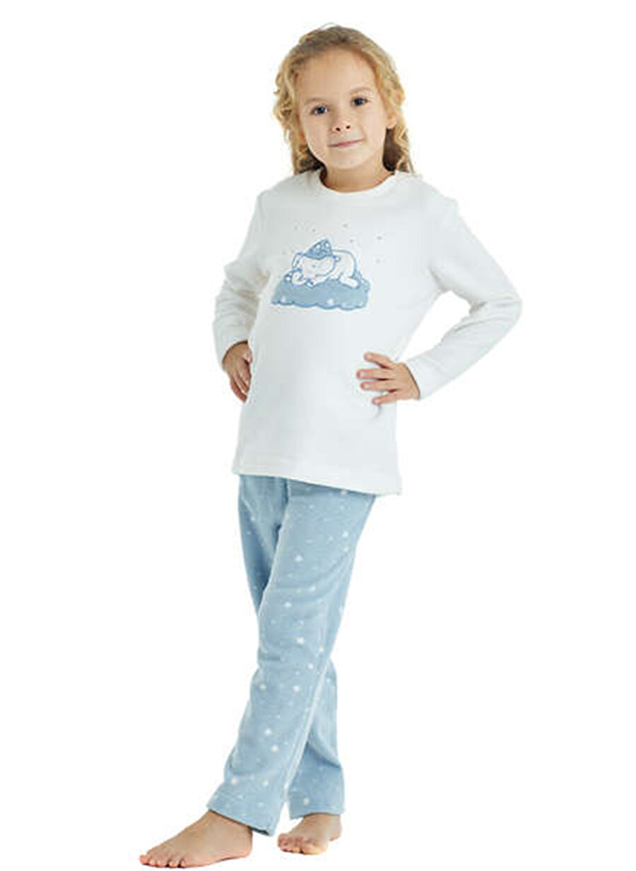Blackspade Düz Ekru Kız Çocuk Pijama Takımı 60202