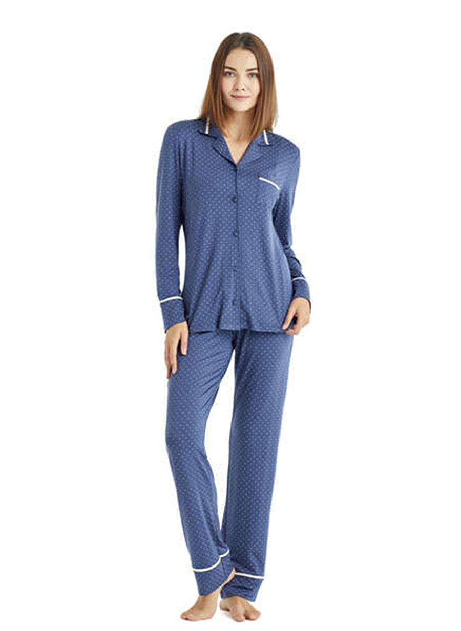 Blackspade Gömlek Yaka Baskılı Çok Renkli Kadın Pijama Takımı 50824