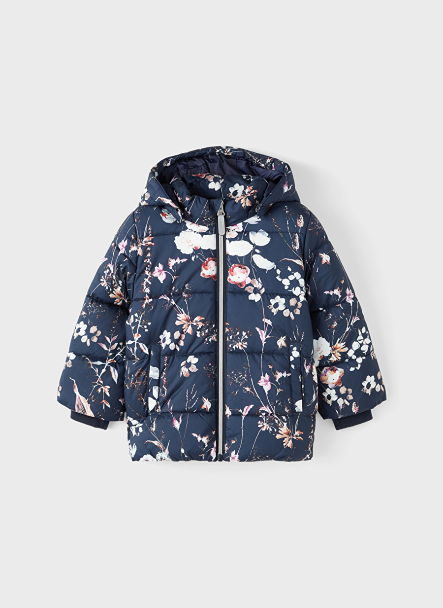 Name İt Lacivert Kız Bebek Fermuarlı Desenli Mont NMFMAY PUFFER JACKET FLOWER