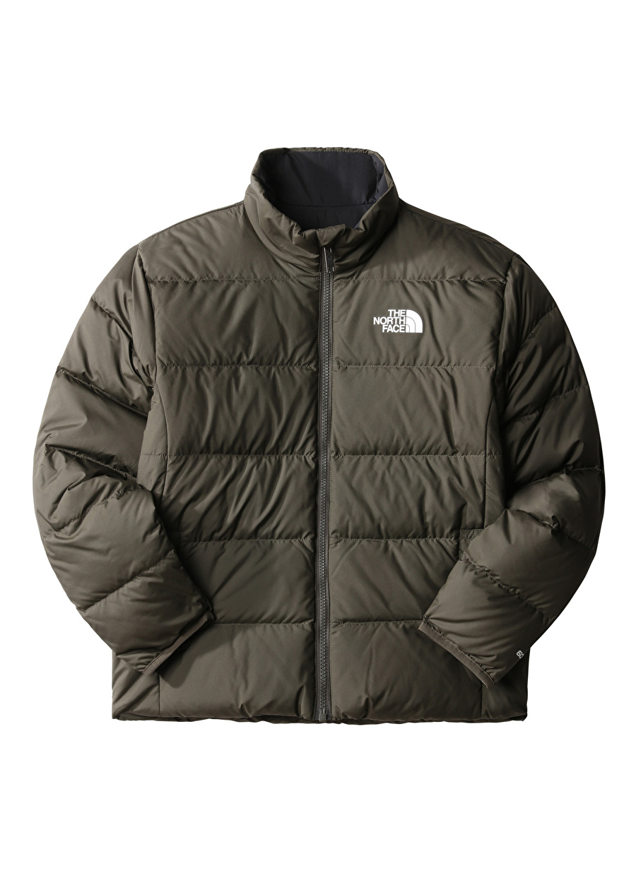 The North Face Yeşil Erkek Çocuk Fermuarlı Uzun Kollu Düz Mont NF0A7WOQ21L1 TEEN REVERSIBLE NORTH