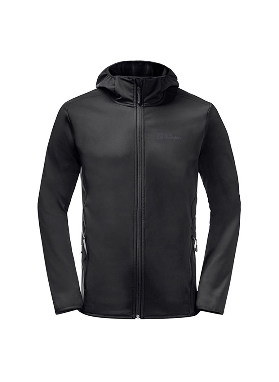 Jack Wolfskin Düz Siyah Erkek Polar Sweatshırt 1307471-6000 BORNBERG HOODY M