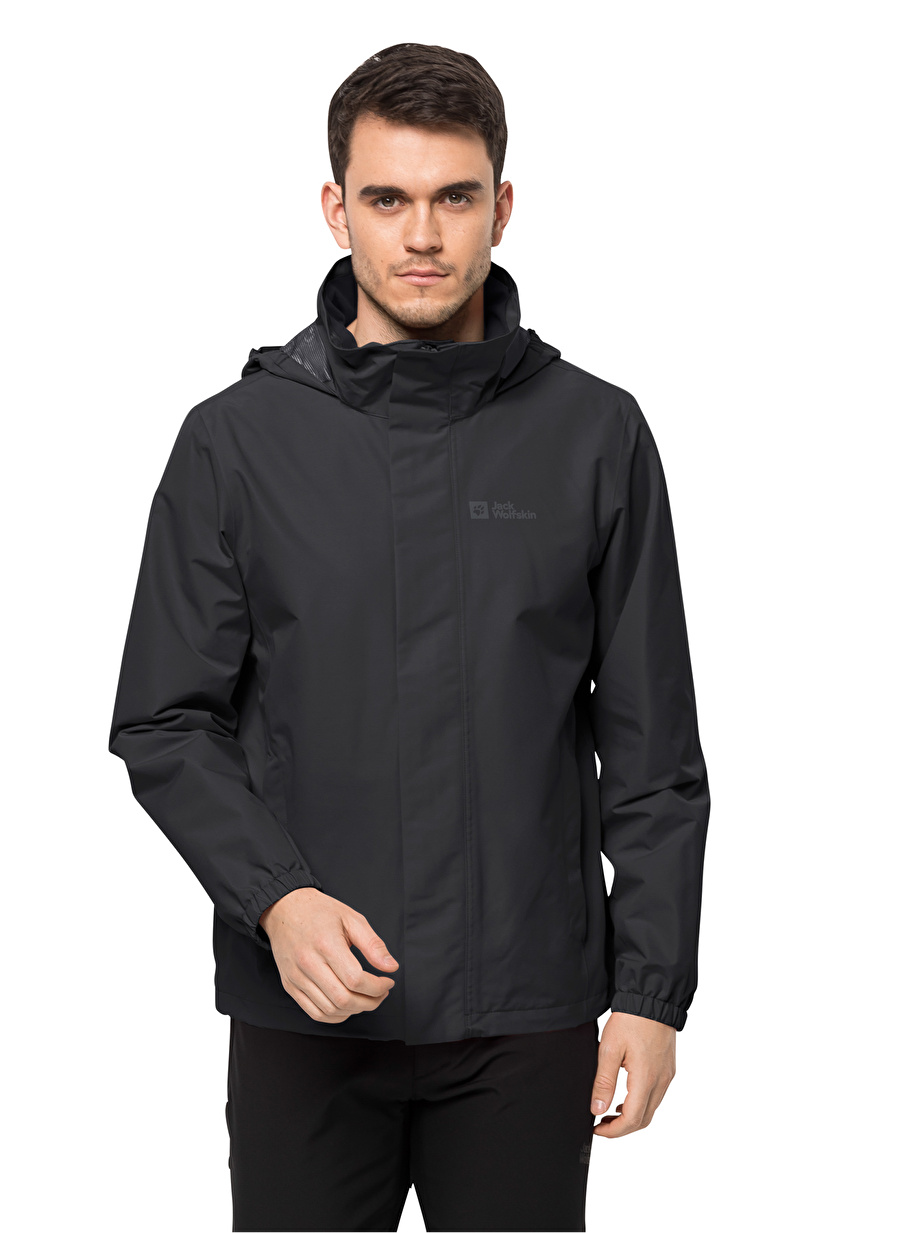 Jack Wolfskin Siyah Erkek Kapüşon Yaka Zip Ceket 1111142-6000 STORMY POINT 2L JKT M