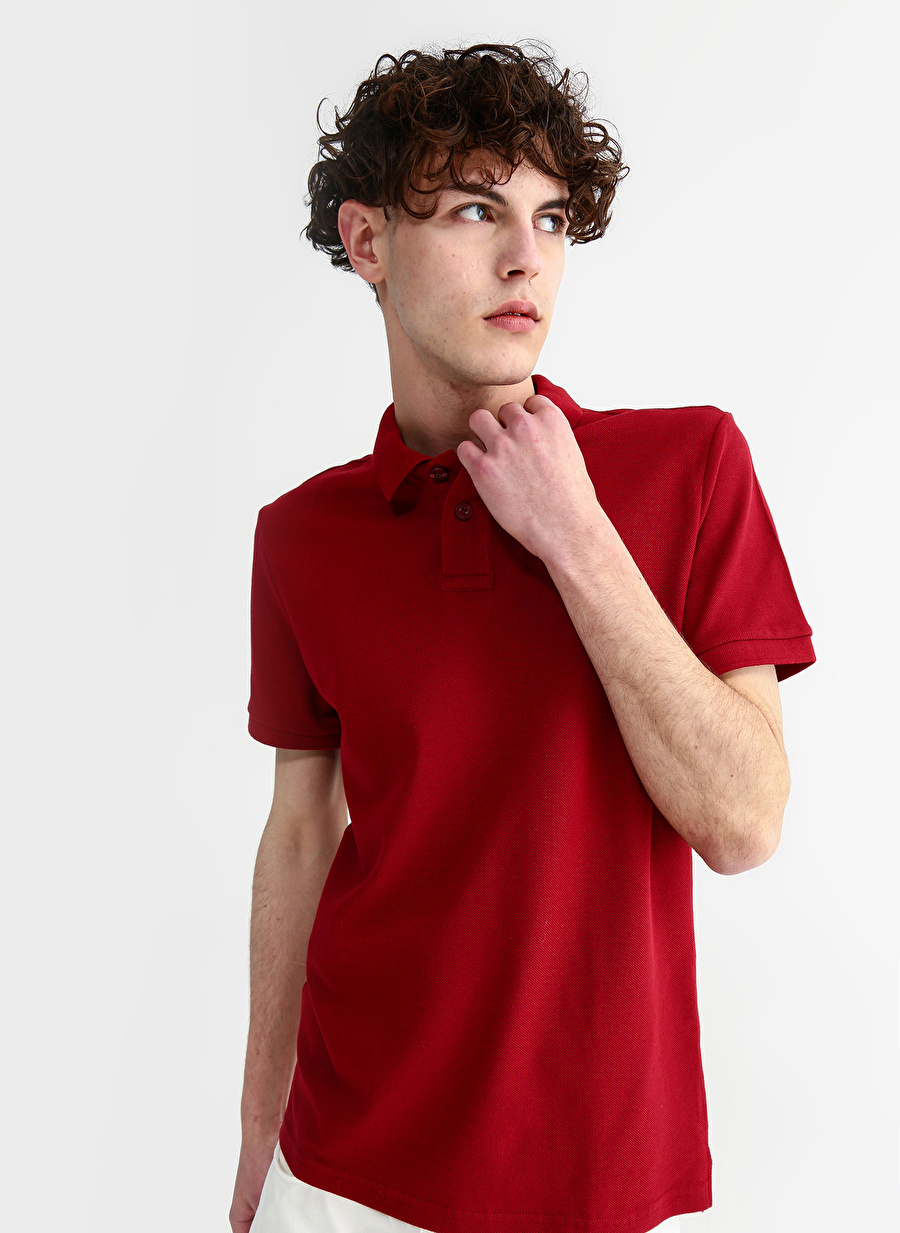 Aeropostale Düz Bordo Erkek Polo T-Shirt 7542