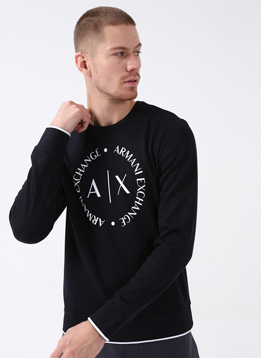 Armani Exchange NAVY Bisiklet Yaka Lacivert Erkek Sweatshırt 8NZM87 1510