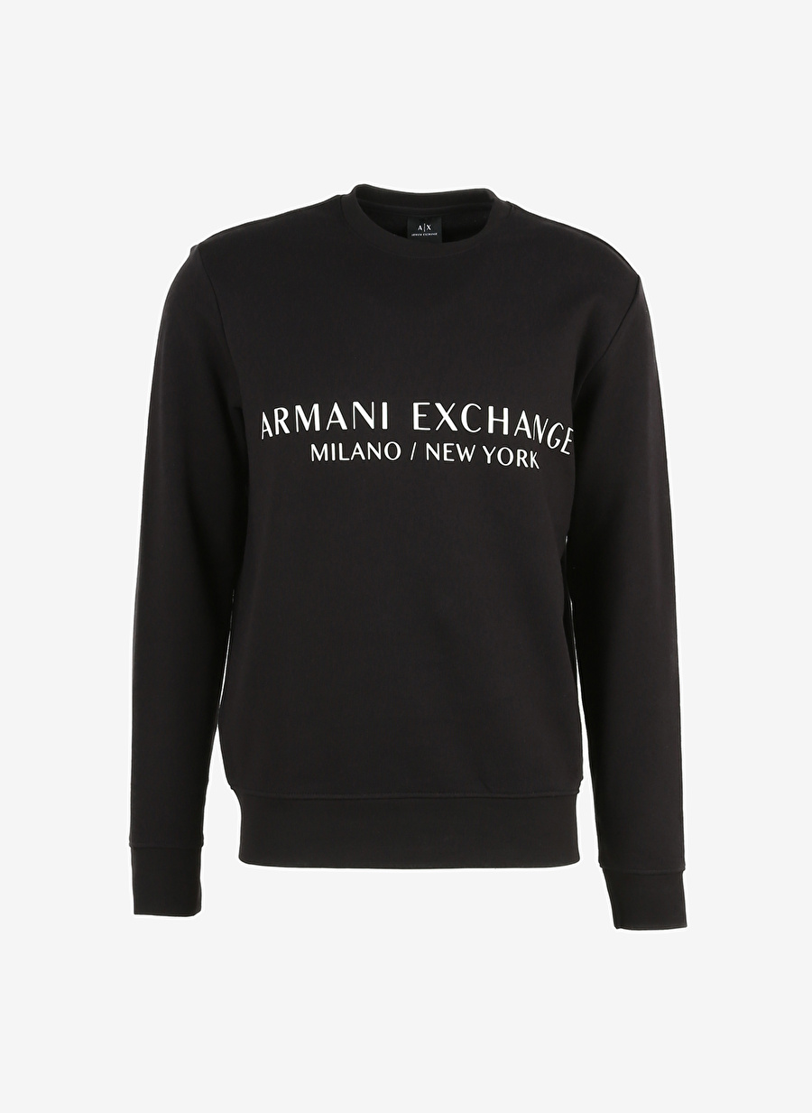 Armani Exchange Bisiklet Yaka Siyah Erkek Sweatshırt 8NZM88 1200-BLACK