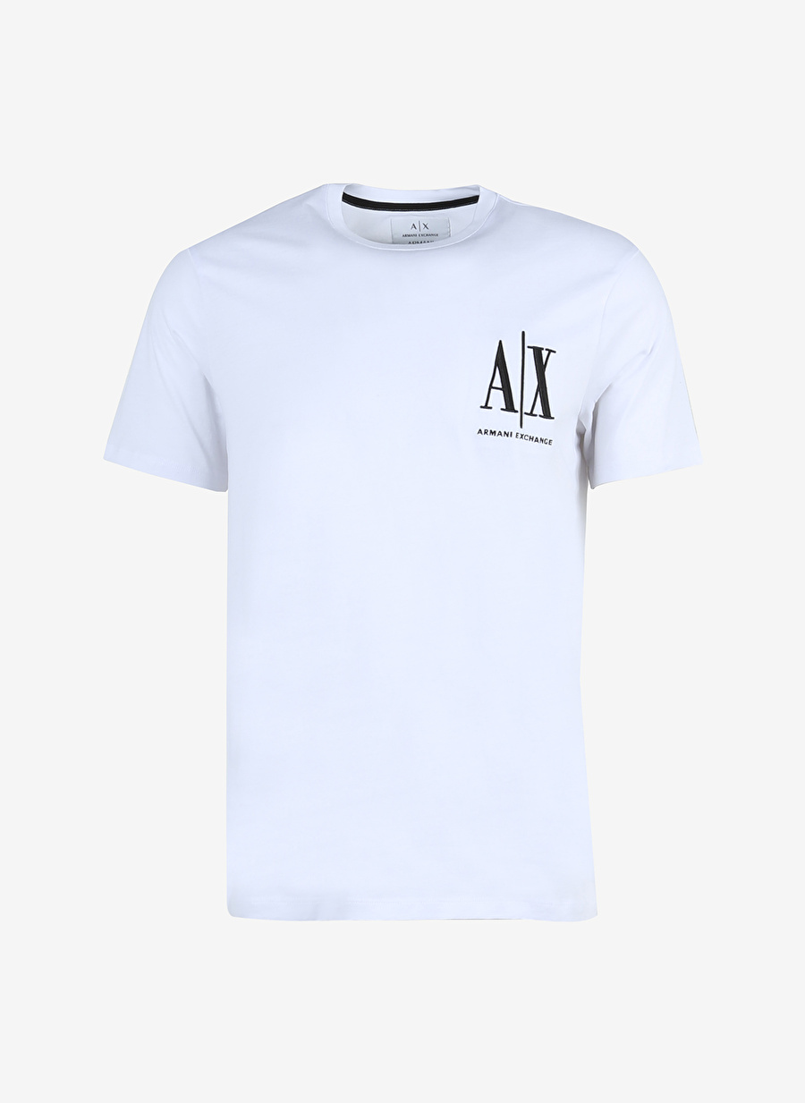 Armani Exchange Bisiklet Yaka Düz Beyaz Erkek T-Shirt 8NZTPH 1100-WHITE