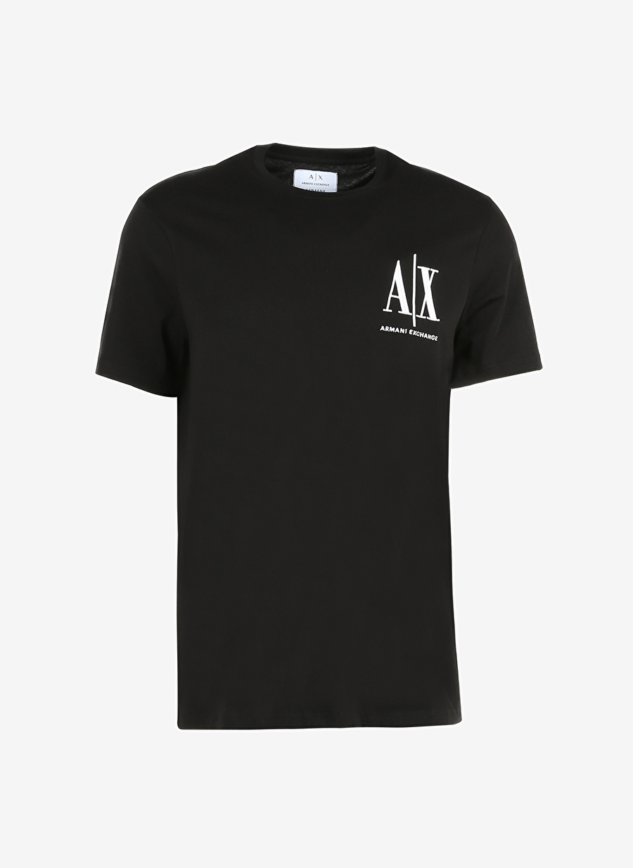 Armani Exchange Bisiklet Yaka Düz Siyah Erkek T-Shirt 8NZTPH 1200-BLACK