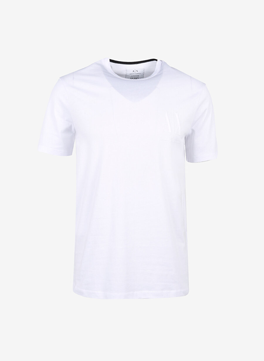 Armani Exchange Bisiklet Yaka Düz Beyaz Erkek T-Shirt 8NZTPS 1100-WHITE