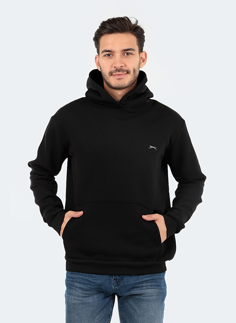 Slazenger Kapüşon Yaka Siyah Erkek Sweatshırt ST22WE005-500 KAPENA