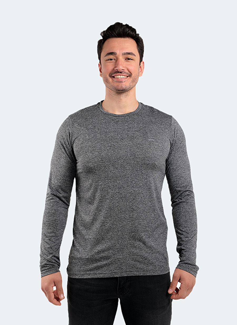 Slazenger Bisiklet Yaka Düz Koyu Gri Erkek T-Shirt ST22TE005-230 RANALD